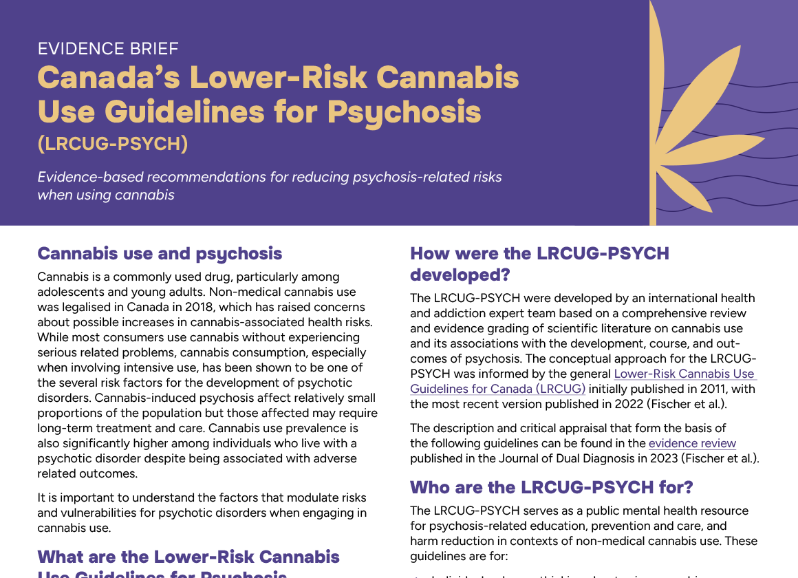 Canada’s Lower-Risk Cannabis Use Guidelines for Psychosis